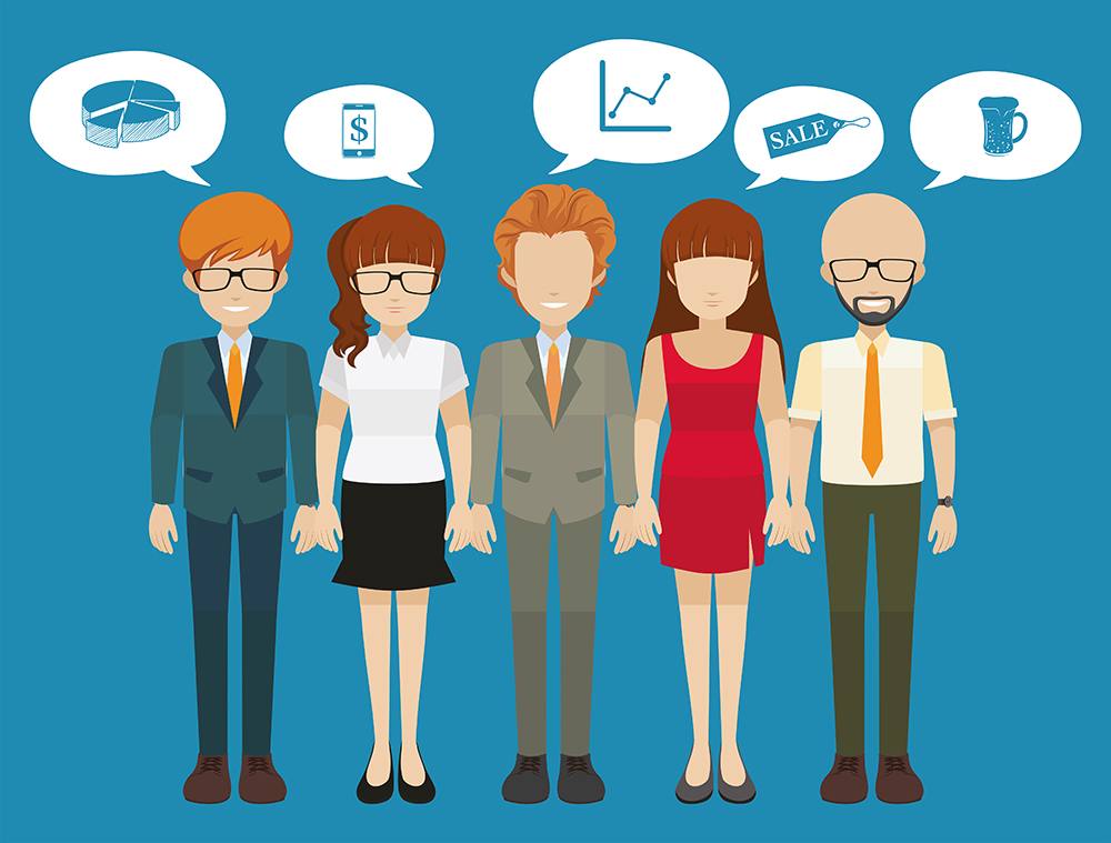Business minded people with different thoughts